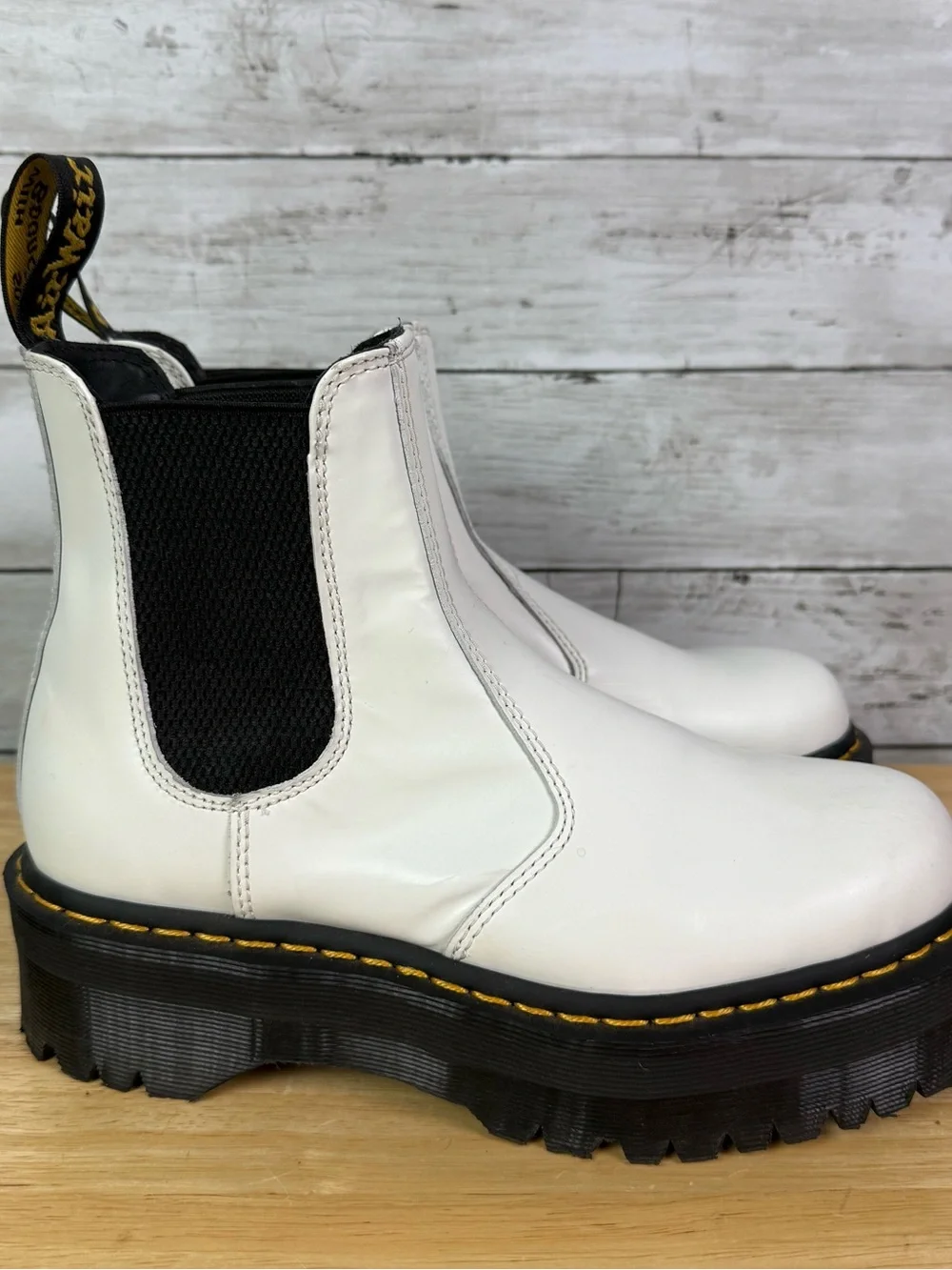 Dr Martens White Quad Platform Chelsea Boot Size 9